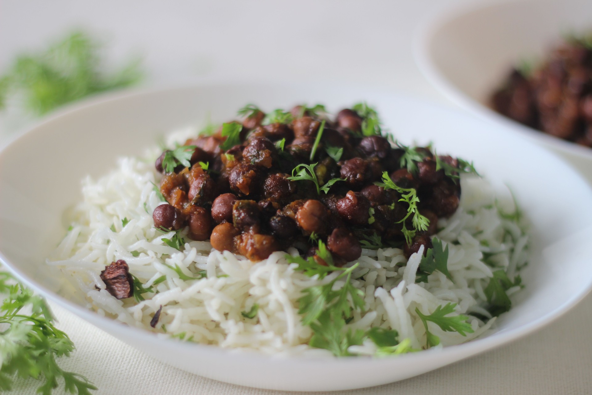 Rice and black chickpea gravy as Lunch ideas