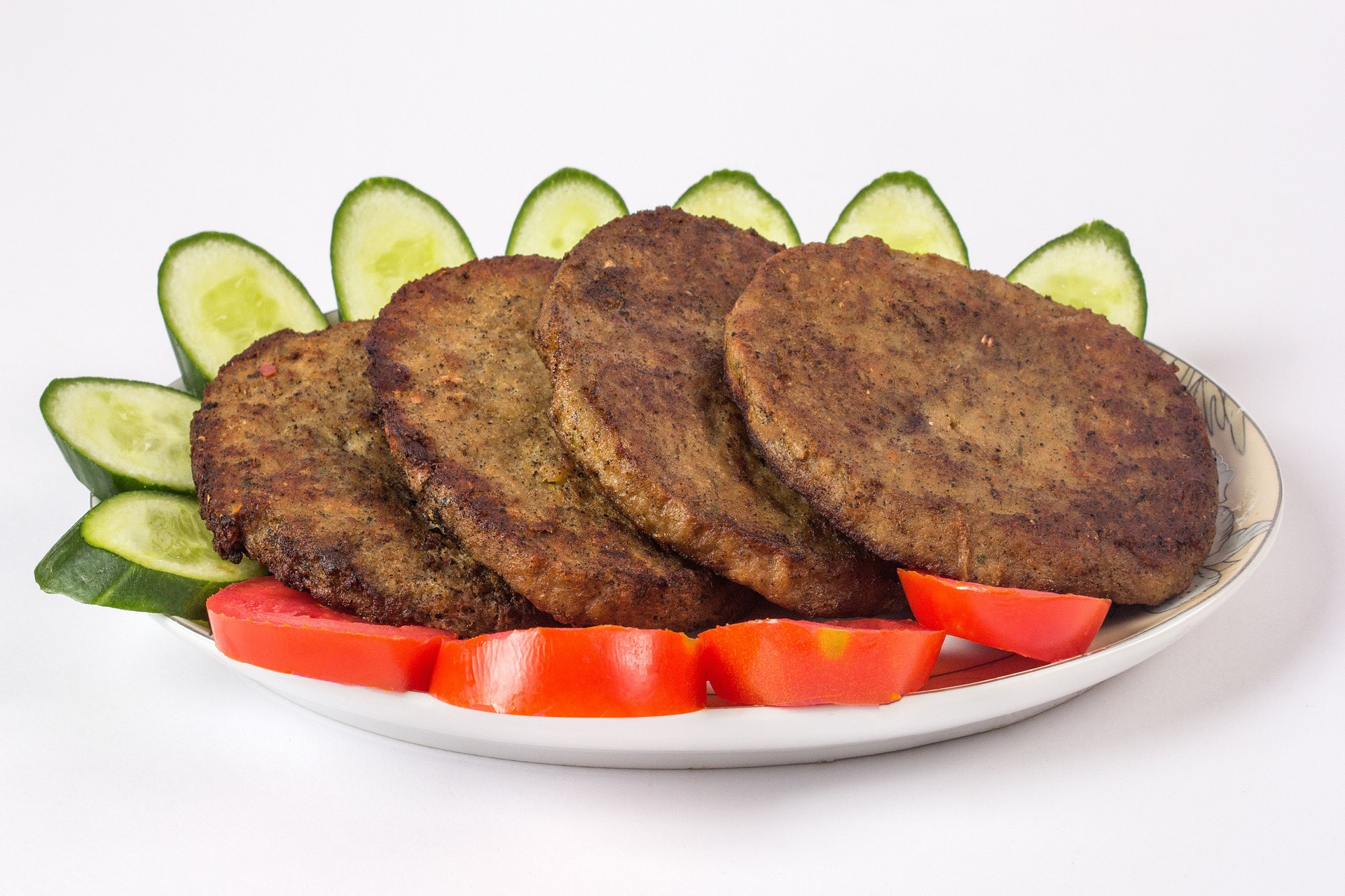 Indian or Pakistani Food, Shami or Chapli Kabab meal for ramadan iftar party